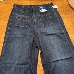 Old Navy Women’s High Rise Wide Leg Relaxed Fit Dark Blue Jeans